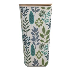 Felli Leaf and Floral Printed Bamboo Fiber Canister with Lid Multicolor 1.5 Liter